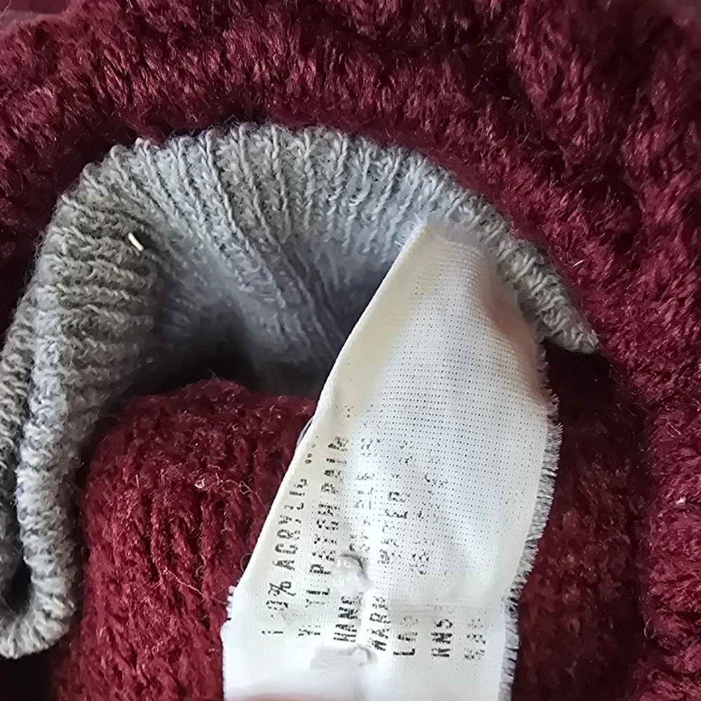 Vintage Womens Burgundy‎ Knit Gloves Lined Winter Warm Fashion Accessories 1970s